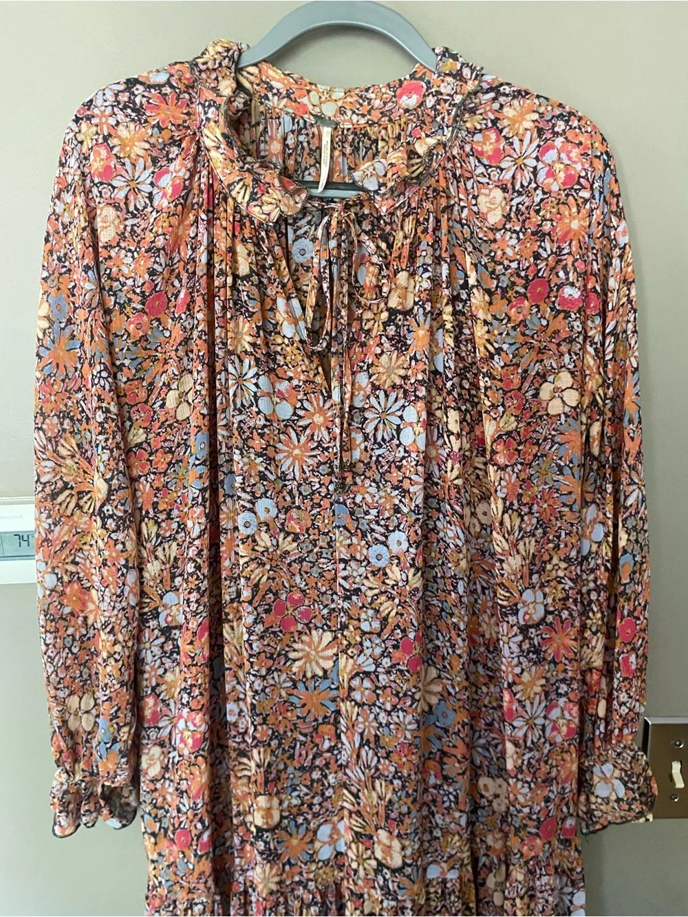 FREE PEOPLE Feeling Groovy Floral Colorful Long Sleeve Maxi Dress Size Small